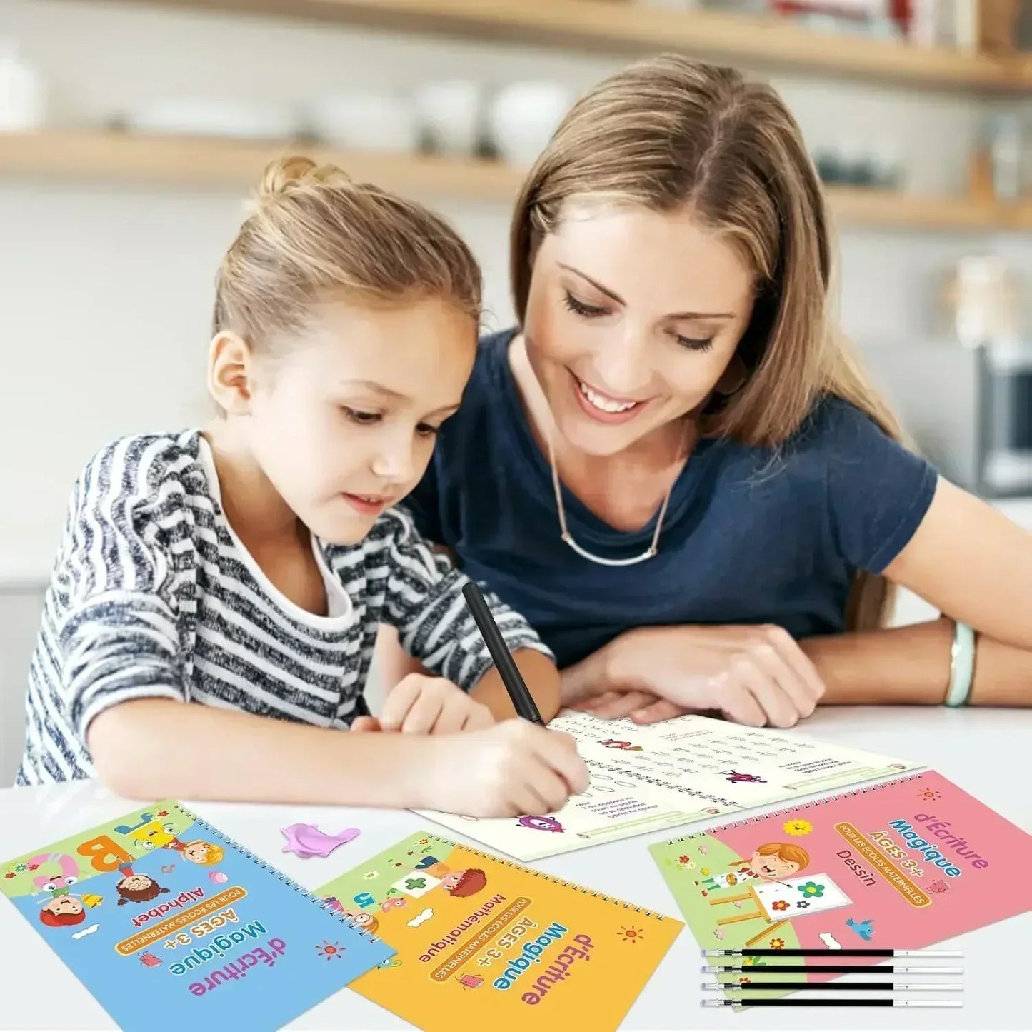 Pack de 4 Cahiers Magiques Réutilisables – Cahier d'écriture magique réutilisable - Funnybook™ (T)