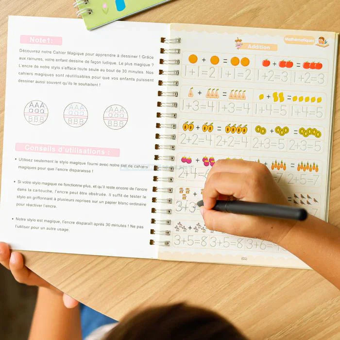 Pack de 4 Cahiers Magiques Réutilisables – Cahier d'écriture magique réutilisable - Funnybook™ (T)