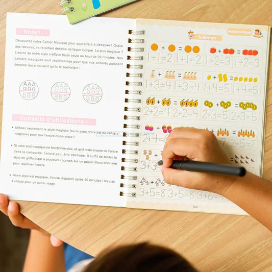 Pack de 4 Cahiers Magiques Réutilisables – Cahier d'écriture magique réutilisable - Funnybook™ (T)